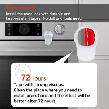 EUDEMON Child Safety Heat-Resistant Oven Door Lock, Oven Front Lock for Kids Easy to Install, Use Adhesive,No Screws or Drill (1 Pack,Clear-White)(Only for Flat Surface)