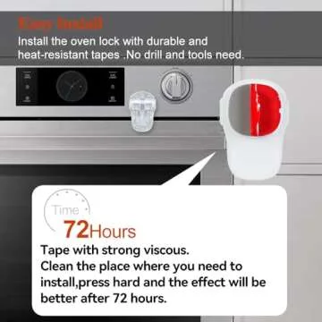 EUDEMON Child Safety Heat-Resistant Oven Door Lock, Oven Front Lock for Kids Easy to Install, Use Adhesive,No Screws or Drill (1 Pack,Clear-White)(Only for Flat Surface)