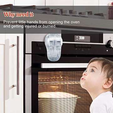 EUDEMON Child Safety Heat-Resistant Oven Door Lock, Oven Front Lock for Kids Easy to Install, Use Adhesive,No Screws or Drill (1 Pack,Clear-White)(Only for Flat Surface)