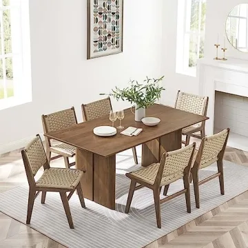 Modway Amistad 72" Solid Wood Dining Table in Walnut