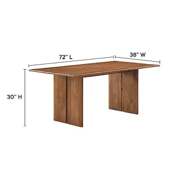 Modway Amistad 72" Solid Wood Dining Table in Walnut