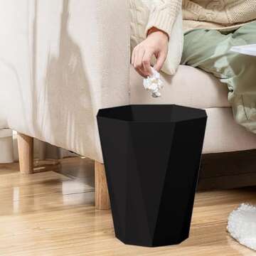 WEECRON Trash Can Bathroom Garbage Can 2.6 Gallon Plastic Waste Basket for Office Bedroom Kitchen, 2 Pack Black