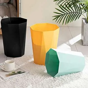 WEECRON Trash Can Bathroom Garbage Can 2.6 Gallon Plastic Waste Basket for Office Bedroom Kitchen, 2 Pack Black