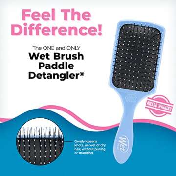 Wet Brush Paddle Detangler Hair Brush, Sky - Ultra-Soft IntelliFlex Detangling Bristles with AquaVen...