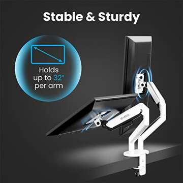 EVEO Premium Dual Monitor Mount 14"-35” Dual Monitor Arm VESA Bracket Adjustable Height Gas Spring...