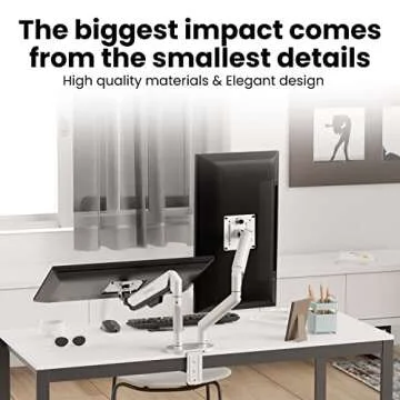 EVEO Premium Dual Monitor Mount 14"-35” Dual Monitor Arm VESA Bracket Adjustable Height Gas Spring Dual Monitor Stand, Screen Full Motion Dual Monitor Arm-Computer Monitor Stand for 2 Screens - White