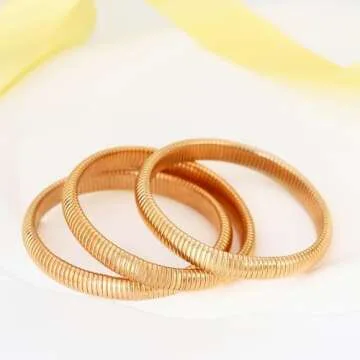Shop 14K Gold Bangle Bracelets Set - Flexible and Stylish