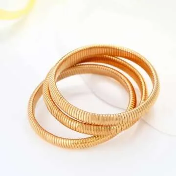 Shop 14K Gold Bangle Bracelets Set - Flexible and Stylish