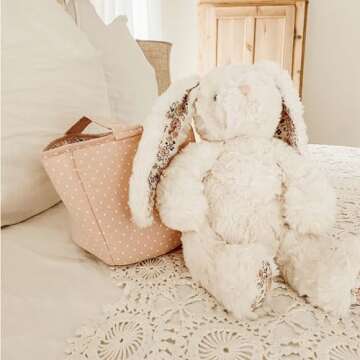 MON AMI Faith French Bunny Stuffed Animal – 12” Cream, Soft & Cuddly, Huggable Rabbit Plush Toy for Kids of All Ages, Nursery Décor