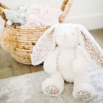 MON AMI Faith French Bunny Stuffed Animal – 12” Cream, Soft & Cuddly, Huggable Rabbit Plush Toy for Kids of All Ages, Nursery Décor