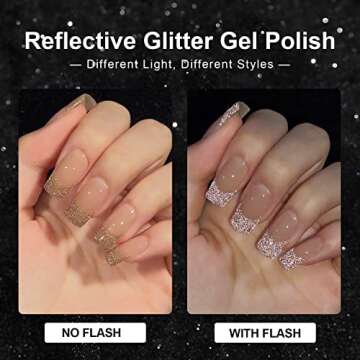 GAOY Reflective Glitter Gel Nail Polish Set: 6 Vibrant Colors for Stunning Manicures