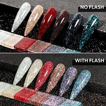 GAOY Reflective Glitter Gel Nail Polish Set, 6 Colors Available
