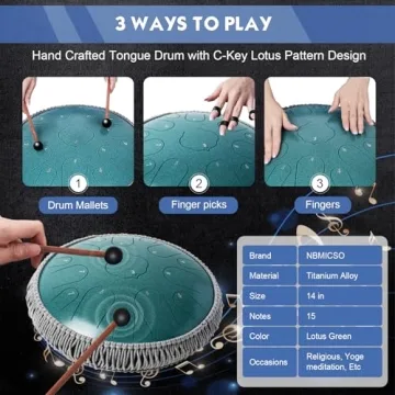 NBMICSO Steel Tongue Drum - 15 Note Healing Instrument