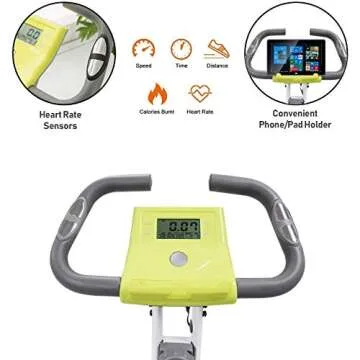 leikefitness LEIKE X Bike Ultra-Quiet Folding Exercise Bike, Magnetic Upright Bicycle with Heart Rate,LCD Monitor and easy to assemble (YELLOW)