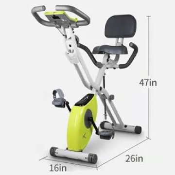 leikefitness LEIKE X Bike Ultra-Quiet Folding Exercise Bike, Magnetic Upright Bicycle with Heart Rate,LCD Monitor and easy to assemble (YELLOW)
