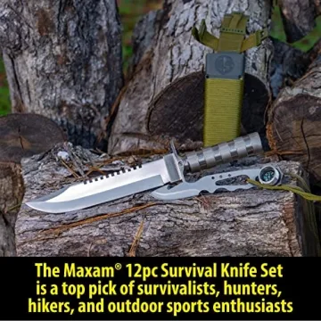 Maxam 12-Piece Survival Knife Set for Outdoor Enthusiasts