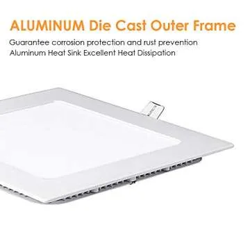 SAYHON 8 inch Ultra-Thin Square Recessed Lighting with Junction Box,18W 6000K White,Low Profile Ceiling Light Kit Downlight for Office/Commercial Lighting/Kitchen/Hallway