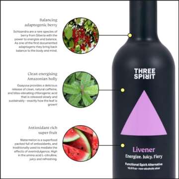 Three Spirit Non-Alcoholic Alternative Spirit- The Livener, 50cl | Energizing with Natural Caffeine,...