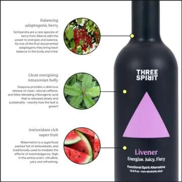 Three Spirit Non-Alcoholic Alternative Spirit- The Livener, 50cl | Energizing with Natural Caffeine,...