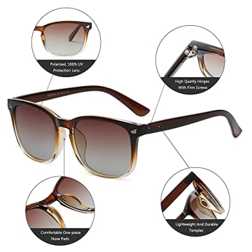 DUSHINE Polarized Sunglasses for Women - Retro Style