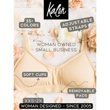 Kalon Women’s Comfortable 4 Pack Demi Wireless Bra