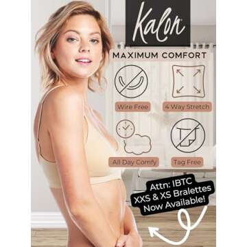 Kalon Women’s Comfortable 4 Pack Demi Wireless Bra