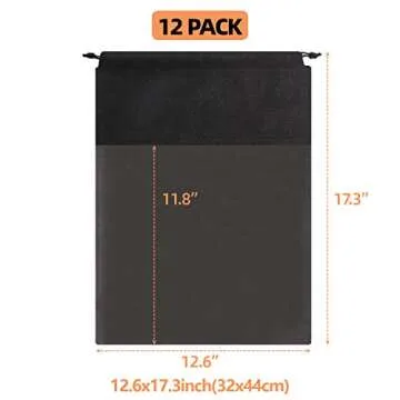 12 Pack Portable Shoe Bags for Travel Large Shoes Pouch Storage Organizer Clear Window with Drawstri...