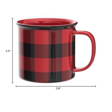 Now Designs Red Buffalo Check Heritage Stoneware Mug 12 oz, Set of 2