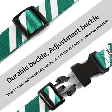 Coomour 2PCS Halloween Dog Collar Pet Wizard School Printing Adjustable Collars with Cute Cat Leash for Pets Dogs Small Medium Large (Green,Small)