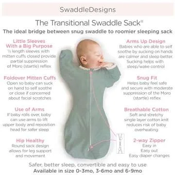 SwaddleDesigns Transitional Swaddle Sack for Better Baby Sleep