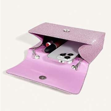 Trisapu Womens Evening Bag Sparkly Bow Clutch Purse Wedding Party Purses Glitter Rhinestone Cocktail Prom Handbags Pink