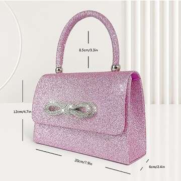 Trisapu Womens Evening Bag Sparkly Bow Clutch Purse Wedding Party Purses Glitter Rhinestone Cocktail Prom Handbags Pink