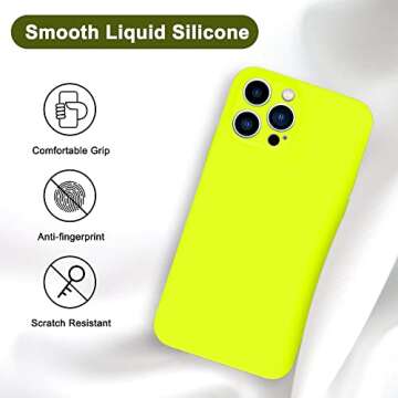 ANDATE Compatible with iPhone 13 Pro Max Case Fluorescent Yellow, Full Body Liquld Silicone Case Pro...