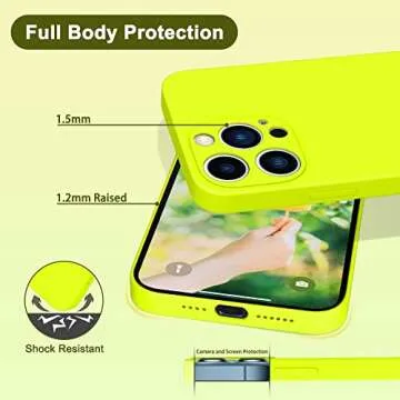 ANDATE Compatible with iPhone 13 Pro Max Case Fluorescent Yellow, Full Body Liquld Silicone Case Protective Phone Cover Case with Microfiber Lining for iPhone 13 Pro Max 6.7 Inch (Fluorescent)