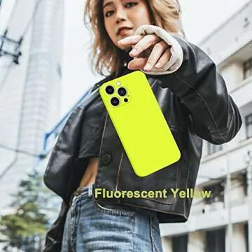 ANDATE Compatible with iPhone 13 Pro Max Case Fluorescent Yellow, Full Body Liquld Silicone Case Protective Phone Cover Case with Microfiber Lining for iPhone 13 Pro Max 6.7 Inch (Fluorescent)