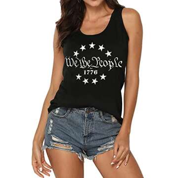 MAIHUN American Flag Shirt for Women 4th of July Tank Tops Patriotic Tshirt USA Flag Stars Stripes S...
