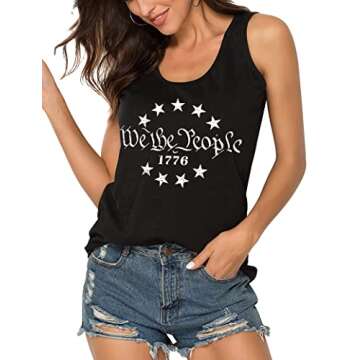 MAIHUN American Flag Shirt for Women 4th of July Tank Tops Patriotic Tshirt USA Flag Stars Stripes Sleeveless