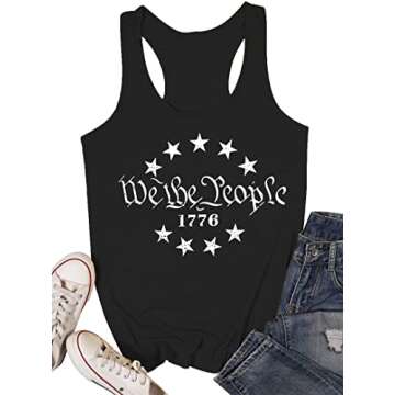 MAIHUN American Flag Shirt for Women 4th of July Tank Tops Patriotic Tshirt USA Flag Stars Stripes Sleeveless