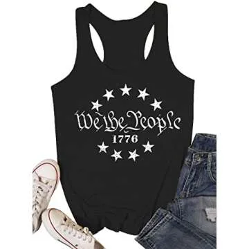 MAIHUN American Flag Shirt for Women 4th of July Tank Tops Patriotic Tshirt USA Flag Stars Stripes Sleeveless