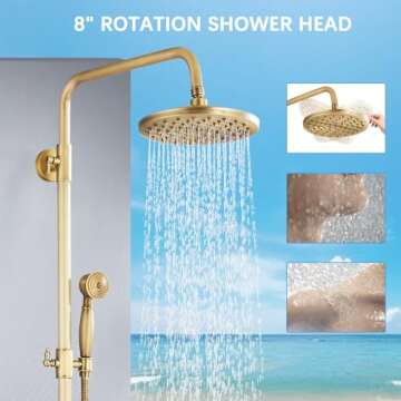 MOSSON Antique Brass Shower System Bathroom Shower Faucet Set with 8 Inch Rainfall Shower Head Handh...