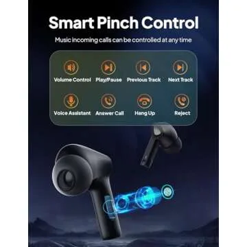 Wireless Earbuds Bluetooth V5.3 Headphones 50H Playback Deep Bass Stereo Ear Buds with LED Power Display Charging Case IPX7 Waterproof Earphones with Mic Headset for Laptop Pad Android/iOS Phones