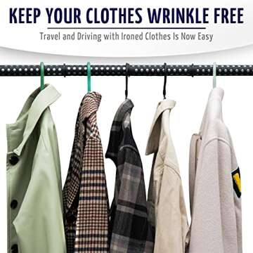 ZONETECH Car Expandable Clothes Hanger Bar - Premium Quality Classic Black Heavy Duty Retractable Vehicle Clothing Rod for Travel- Extendable 34” to 62"