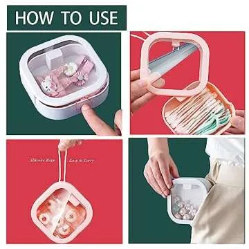 2pcs Hair Tie Organizer,Portable Travel Qtip Holder,Bathroom Storage Organizer Qtip Dispenser Cotton Swabs Dispenser Kids Hair Accessory Box with Lid for Bathroom,Desktop Organizer (2pcs Black&White)