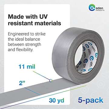 Heavy Duty Waterproof Duct Tape - EdenProducts 5-Pack