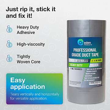 Heavy Duty Waterproof Duct Tape - EdenProducts 5-Pack
