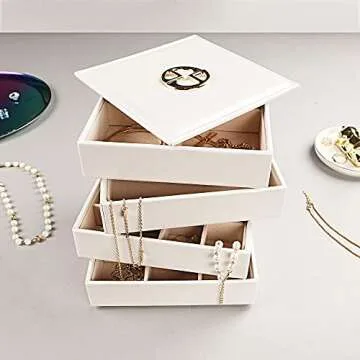 Frebeauty Jewelry Organizer - 32 Compartment Stackable Tray