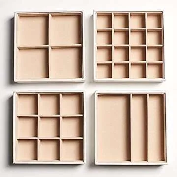 Frebeauty Jewelry Organizer - 32 Compartment Stackable Tray
