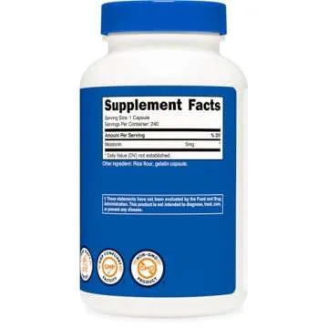 Nutricost Melatonin 5mg Capsules - Non-GMO Sleep Aid