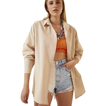 BIG DART Oversized Button Down Shirts - Dressy Casual Blouses for Women