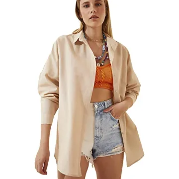 BIG DART Oversized Button Down Shirts - Dressy Casual Blouses for Women